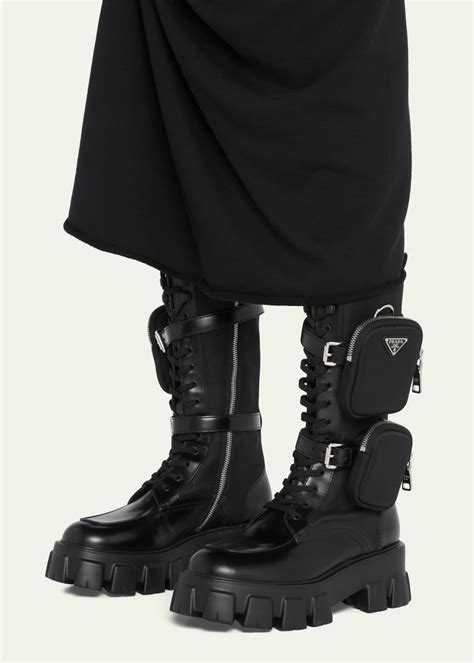 prada heels boots|prada combat boots with pouches.